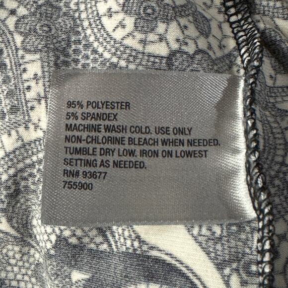 Worthington X-Large Top Geometric Scoop Neck Puff Cap Sleeves Stretch Pleated - Picture 8 of 8